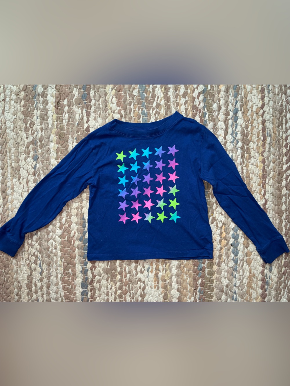 Crewcuts Navy Long Sleeve Tee with Neon Star Print